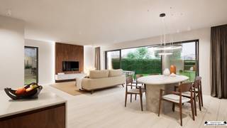 <p><span>Carpé Diem, exclusieve nieuwbouwwoningen in Oud Gooreind</span></p><p><span>Welkom in Carpé Diem, een uniek nieuwbouwproject in het groene hart van Oud Gooreind, met zicht op agrarisch gebied. In deze rustige en landelijke omgeving worden vier alleenstaande eengezinswoningen gerealiseerd, ontworpen voor wie op zoek is naar ruimte, comfort en toekomstgericht wonen. </span></p><p><span>Elke woning combineert een doordachte architectuur met hoogwaardige materialen en energiezuinige technieken. Hier woon je in alle rust, omringd door groen, en toch met een vlotte verbinding naar het centrum en omliggende gemeenten. </span></p><p><span>De tuin is zuidwest gericht, dit betekent dat men kan genieten van de zon vanaf de late voormiddag tot de zonsondergang, wat ook zorgt voor een prachtig uitzicht. Het biedt veel licht in de tuin en leefruimtes aan de achterzijde van de woning. Deze oriëntatie is ideaal voor een mooi uitzicht op het open landschap. </span></p><p><span> </span></p><p><span>Beleef je woning voor je intrekt</span></p><p><span>Bij Janssen en Janssen krijg je de unieke kans om je toekomstige woning al te ervaren nog voor de eerste steen wordt gelegd. Dankzij de VR-beleving wandel je virtueel door je nieuwe thuis en ontdek elk detail, van de leefruimte tot de slaapkamer. Zo maak je keuzes met vertrouwen en een duidelijk beeld van het eindresultaat.</span></p><p><span> </span></p><p><span>Groen wonen, centraal gelegen</span></p><p><span>Oud Gooreind staat bekend om zijn rustig karakter en groene omgeving. Carpé Diem combineert dit landelijke gevoel met praktische nabijheid van winkels; scholen en verbindingswegen. Een plek waar je elke dag thuiskomt in rust en ruimte.</span></p><p><span> </span></p><p><span>Wonen op maat van jouw leven:</span></p><p><span>De woning kan, samen met een architect, worden ingedeeld naar eigen wens. Samen met een ervaren bouwteam bepaal je de ruimtes, afwerkingen en accenten die bij jouw levensstijl passen. Het bouwteam staat reeds klaar en ingepland, waardoor de werken onmiddellijk na verkoop van start kunnen gaan. </span></p><p><span>Comfortabel en energiezuinig</span></p><p><span>De woningen worden gebouwd met oog voor kwaliteit, duurzaamheid en hedendaags wooncomfort. </span></p><ul><li><span>Energiezuinige technieken volgens de nieuwste normen</span></li><li><span>Ruime leefruimte met veel lichtinval</span></li><li><span>Hoogwaardige afwerking met aandacht voor detail</span></li></ul><p><span>Dit maakt Carpé Diem tot een ideale gezinswoning en een duurzame investering voor de toekomst. </span></p><p><span> </span></p><p><span>Indeling woning</span></p><ul><li><span>Gelijkvloers</span><ul><li><span>Inkomhal (6,4 m²) met gastentoilet</span></li><li><span>Ruime leefruimte (19,3 m²) en eetkamer (21,8 m²) met grote raampartijen</span></li><li><span>Volledig uitgeruste open keuken (16,6 m²)</span></li><li><span>Berging (7,9 m²) en praktische dressing (1,7 m²)</span></li><li><span>Inpandige garage (28,4 m²)</span></li></ul><ul><li><span>Aangenaam terras (24,5 m²) dat uitkijkt op de groene tuin met zicht op het agrarisch landschap</span></li></ul></li></ul><ul><li><span>Verdieping</span><ul><li><span>Nachthal (12,2 m²)</span></li><li><span>3 slaapkamers, waarvan:</span><ul><li><span>Master bedroom (21,1 m²) met aparte dressing</span></li><li><span>Slaapkamer 2 (15,3 m²)</span></li><li><span>Slaapkamer 3 (12,4 m²)</span></li></ul></li><li><span>Badkamer (12,4 m²) met inloopdouche, ligbad en dubbele lavabo</span></li><li><span>Apart toilet en extra berging (4,6 m²)</span></li></ul></li></ul><p><span> </span></p><p><span>Technisch & Duurzaam</span></p><ul><li><span>Verwarming via </span><span>water-water warmtepomp</span></li><li><span>Zonnepanelen</span><span> voor een energiezuinige werking</span></li><li><span>Keramische vloeren</span><span> op het gelijkvloers en in de natte ruimtes</span></li></ul><p><span>Groendak</span><span> voor extra isolatie en ecologische meerwaarde</span></p><p><span>De aankoopprijs van deze nieuwbouwwoning is als volgt samengesteld:</span></p><ul><li><span>Bouwgrond: €229.000,00</span></li><li><span>Constructie exclusief btw: €375.024,24</span></li><li><span>Btw op de constructie (21%): €78.755,09</span></li><li><span>Registratierechten op de grond (12%): €27.480,00</span></li><li><span>Geraamde notariskosten op de aankoop van de grond: €5.725,00</span></li></ul><p><span>De indicatieve totale aankoopprijs bedraagt bijgevolg €715.984,33.</span></p><p><span>Deze totaalprijs omvat de grond, de constructie, 21% btw op de constructie, 12% registratierechten op de grond en een raming van de notariskosten voor de aankoop van de grond.</span></p><p><span>Aansluitingskosten voor de nutsvoorzieningen, eventuele erelonen voor architect en EPB-verslaggeving, eventuele kosten verbonden aan een afzonderlijke bouw- of kredietakte en persoonlijke keuzes of meerwerken zijn niet inbegrepen.</span></p><p><span>De vermelde berekening is indicatief. </span></p>