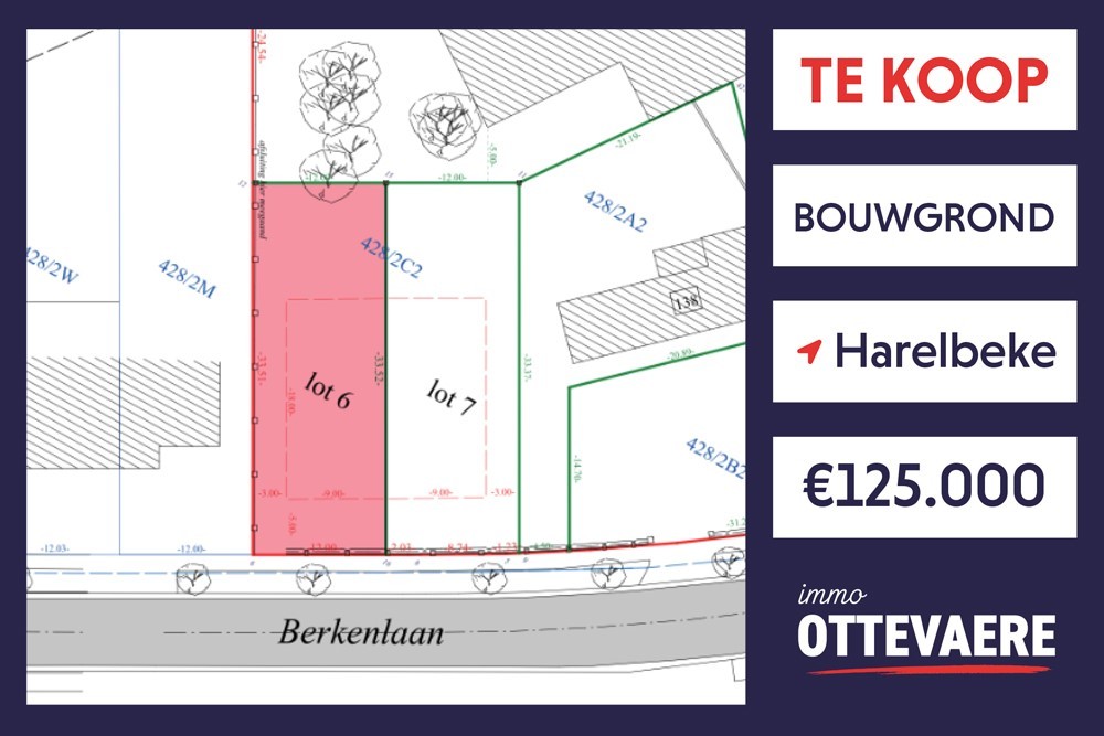 LOT 6: 402 m² BOUWGROND TE KOOP VOOR HOB in HARELBEKE (12 x 33.52) - foto 1
