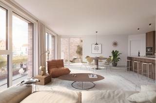 Dit appartement beschikt over twee slaapkamers, een ruime leefruimte met open keuken en twee terrassen. Vooraan geniet je van een aangenaam terras met zicht op het water, terwijl het ruime westgerichte terras achteraan de ideale plek is om te ontspannen in de namiddag- en avondzon. Zo geniet je op elk moment van de dag van een fijne buitenruimte.
Voor elk appartement is een privatieve garagebox beschikbaar, afzonderlijk aan te kopen. Een praktische meerwaarde die zorgt voor extra comfort in het dagelijkse leven.