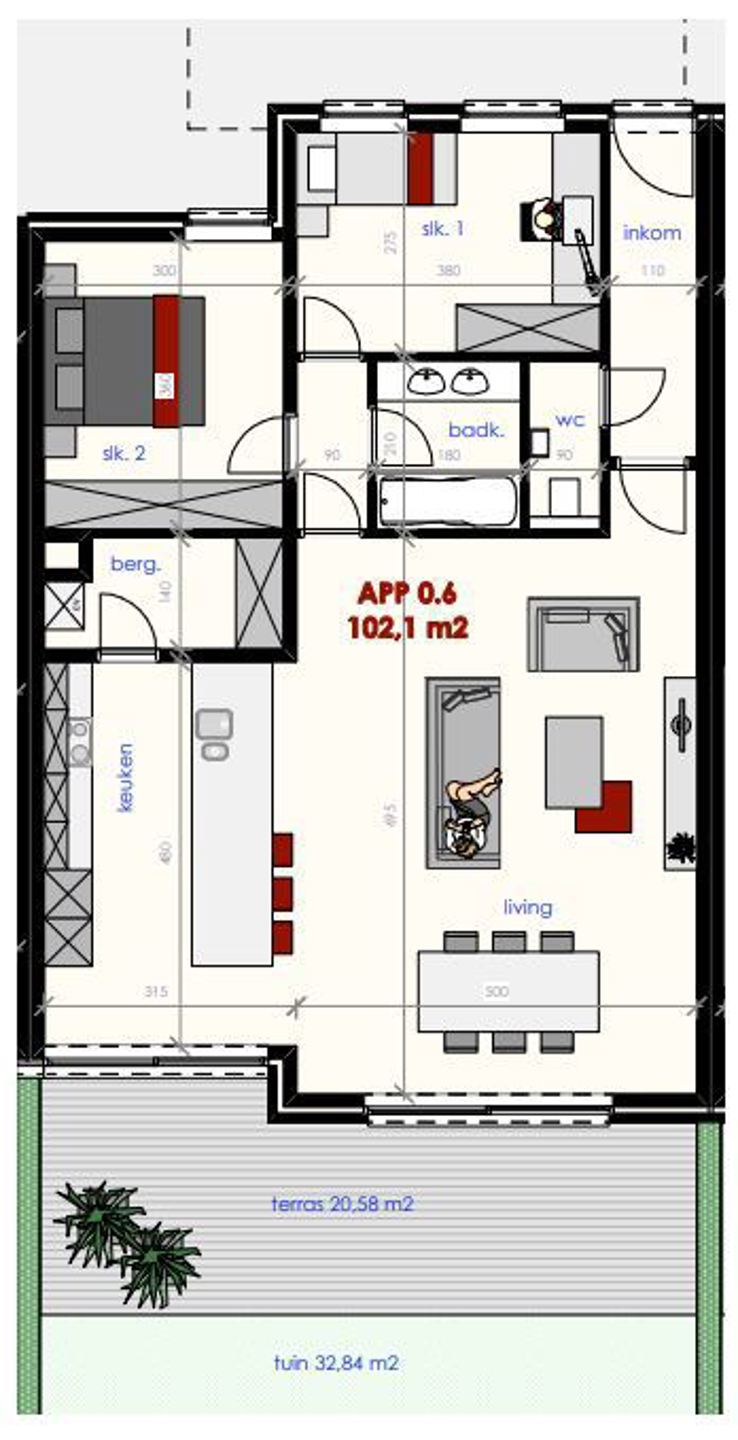 GLV app met 2 slpks, terras, tuin, parking & berging. - foto 5