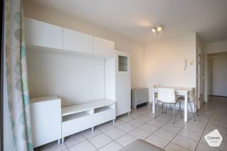 <p>Studio moderne aux couleurs agréables situé au 5ième étage, offrant donc une vue ouverte:</p><ul><li>Grande terrasse orientée sud-ouest,</li><li>Hall d'entrée avec grande armoire de rangement et vestiaire,</li><li>Jolie cuisine rénovée,</li><li>Salle de bain avec douche, lavabo, belles armoires et wc,</li><li>Séjour avec divan-lit,</li><li>Superbe vue sur les dunes,</li><li>Local à vélos dans le bâtiment.</li></ul>