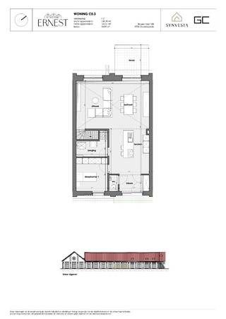 Deze moderne woning maakt deel uit van het nieuwbouwproject Ernest in Oudenaarde – een eigentijdse en duurzame woonontwikkeling op een gunstige locatie.<br /><br />Op het gelijkvloers komt u binnen via een uitnodigende inkomhal met een apart toilet, een ruime berging en een praktische slaapkamer. Van daaruit stapt u binnen in de lichtrijke leefruimte met open keuken – het kloppend hart van de woning. Grote raampartijen zorgen voor een directe verbinding met het aangename terras, ideaal voor een ontspannen moment of een diner in de buitenlucht.<br /><br />Op de eerste verdieping vindt u een nachthal, een apart toilet en een moderne badkamer met inloopdouche en dubbele wastafel. De twee volwaardige slaapkamers bieden alle comfort, terwijl de aparte vide ingezet kan worden als gezellige leeshoek, hobbyruimte of inspirerende werkplek.<br /><br />Een bijkomende troef is de aangename groenzone, die rust en privacy biedt en het buitengevoel versterkt.<br /><br />Deze woning combineert hedendaagse architectuur met functioneel wooncomfort – perfect voor wie modern en flexibel wil wonen.<br /><br />Alle oppervlaktes zijn BVO. EPC en KI zijn nog niet gekend.<br /><br />De foto’s zijn louter illustratief.