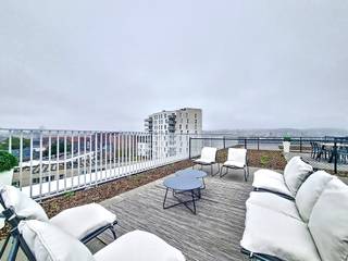 ANDERLECHT – Découvrez ce penthouse 2ch + bureau de 101m² : Salon/salle à manger de 38m² - Cuisine super équipée - 2 chambres de 10 et 14m² -...