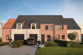 Deze woning van 199 m² is op het gelijkvloers verdiep ingedeeld als volgt: een inkomhal met gastentoilet en plaats voor een vestiairekast, een slaapkamer, een badkamer, een eet- en leefruimte met open keuken en een directe toegang via een schuifraam naar het terras met aansluitend de tuin, een praktische berging en een inpandige garage. Op de eerste verdieping zijn er 3 slaapkamers, een badkamer met douche, ligbad en dubbele lavabo en een afzonderlijk toilet. Op de tweede verdieping bevindt zich de technische ruimte die te bereiken is via een uitschuifbare trap. <br /><br />Deze woning maakt deel uit van het project Hof van Leerne. Dit project bestaat uit 11 ruime, comfortabele nieuwbouwwoningen langs de Leernsesteenweg in Bachte-Maria-Leerne. Er is een mix van koppel- en schakelwoningen. De woningen voldoen aan de strenge energetische normen en onderscheiden zich onder meer door hun duurzaam karakter, vrij van fossiele brandstoffen. Daarnaast voorziet men de combinatie van vloerverwarming met individuele warmtepompen (lucht-water), fotovoltaïsche panelen en een sterke akoestische en thermische isolatie. Bovendien worden de woningen uitgerust met een ventilatiesysteem type D met maximale warmterecuperatie en een warmwaterboiler verbonden met de warmtepomp.<br /><br />Benieuwd? guillian@landbergh.be of 09 278 78 79.