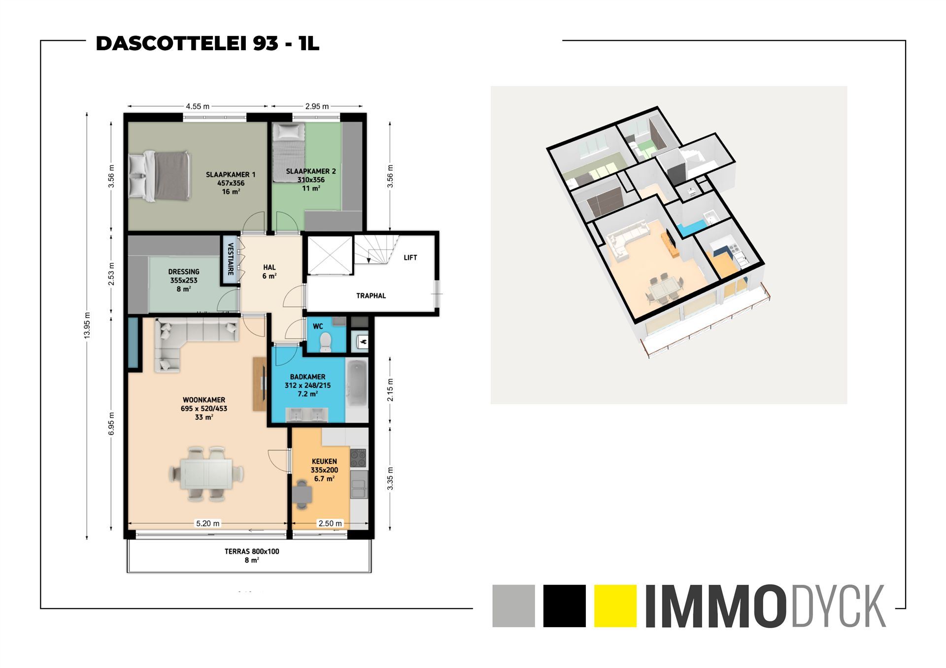 Verzorgd appartement met 2 slaapkamers, dressing, terras en kelder. Garagebox + € 25.000 - foto 2