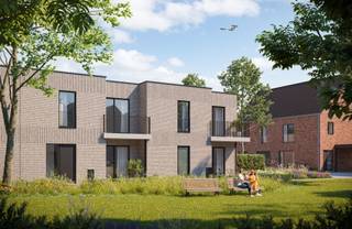 Deze woning wordt gebouwd volgens de laatste energetische normen en is uitgerust met een <strong>geothermische warmtepomp</strong> en een <strong>regenwater recuperatiesysteem</strong>.<br /><span>Op het gelijkvloers vind je de inkomhal met apart gastentoilet en berging. Verder is er de woonkamer en eetplaats met mooi zicht naar de tuin. De keuken is volledig ingericht en voorzien van alle toestellen. Op de eerste verdieping vind je drie slaapkamers, een apart toilet en een ingerichte badkamer. Standaard wordt er een </span>privétuin en <strong>tuinberging</strong><span> voorzien. </span><br />Meer info? Contacteer Christophe Blassieaux via 014 48 26 81 of Christophe.blassieaux@matexi.be