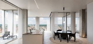 <p>This generous 191 m² Serenity apartment is situated on the 25th floor and offers an exceptional sense of space. Two bedrooms, 2 bathrooms and impressive floor-to-ceiling windows form the basis of an exclusive city residence with Antwerp quite literally at your feet.</p>
<p>The apartment is currently unfinished, allowing for a personalised interior finish. Contact BROCOR for further information about the available possibilities.</p>