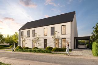 <p><b> 9 NIEUWBOUWWONINGEN TE KERKSKEN – UW NIEUWE THUIS IN EEN RUSTIGE, GROENE OMGEVING! </b><b></b></p>
<p>Ontdek deze 9 prachtige nieuwbouwwoningen, ideaal gelegen in het charmante Kerksken, een oase van rust met tal van wandelwegen in de buurt. Perfect voor wie houdt van een landelijke omgeving, zonder in te boeten op comfort en bereikbaarheid.<br /><span>De natuur rondom de woningen en in de buurt draagt bij tot een gezonde en rustige leefomgeving.</span><br />Alle winkels, scholen en zorgverlening is zeer vlot bereikbaar op ongeveer 1 km.<br />Dit project combineert moderne architectuur met de charme van een rustige woonomgeving. Een droomlocatie voor gezinnen, jonge koppels en iedereen die het beste zoekt van twee werelden: rust en gemak.<br />De woningen beschikken over hoogwaardige materialen en alle moderne technieken zoals een warmtepomp, vloerverwarming en hernieuwbare energie waardoor je een lage energiefactuur zal bekomen.<br />Alle woningen beschikken over 3 slaapkamers, luxueuze badkamer, een grote lichtrijke leefruimte met semi-open keuken, een handige berging grenzend aan de keuken. Deze geeft toegang naar het achtergelegen terras.<br />De zolder biedt een extra ideale bergruimte.<br />Er is keuzevrijheid in ons aanbod: met garage of met carport, met warmtepomp of gascondensatieketel.<br /><br />Deze woningen verdienen je aandacht. <br />Neem vandaag nog contact op voor meer informatie of een bezoek op het kantoor van Aeygems Vastgoed!<br /><b></b></p>