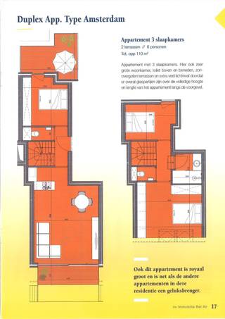 Appartement met 3 slaapkamers type Amsterdam6 personen2 terrassen2 badkamers mogelijk !Appartement met 3 slaapkamers. Mooie grote woonkamer , toilet...