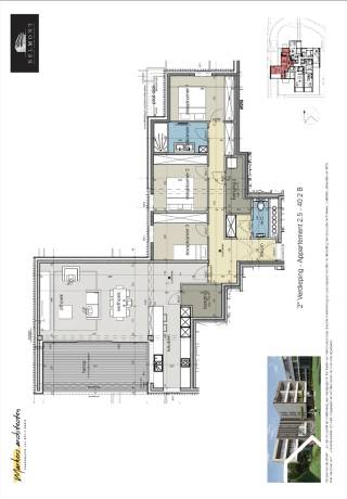 Het appartement is gelegen op de tweede verdieping en werd op plan ingedeeld als volgt: Open ingerichte keuken, leefruimte met...