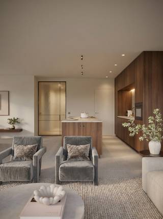 In de kleine "Residentie Roger" vinden we dit prachtige luxe appartement....<br /><br />We komen het appartement binnen in de hal met apart gastentoilet. De leefruimte beschikt over een eetkamer, zithoek en prachtige open keuken met eiland. Via het grote hoekraam hebben we zicht op de tuin met ruim terras. Grenzend aan de keuken is er een handige berging aanwezig. <br />Verder zijn er 2 ruime slaapkamers en een badkamer met lavabomeubel, bad en inloopdouche. <br /><br />Er is een gemeenschappelijke fietsenberging voorzien en er is een mogelijkheid om een garage mee aan te kopen. <br /><br />Het appartement wordt verwarmd met een warmtepomp op geothermie en er zijn zonnepanelen aanwezig. Dit maakt dat het appartement zeer energiezuinig is en klaar voor de toekomst. <br /><br />De werken zijn inmiddels gestart en de appartementen worden afgewerkt volgens het lastenboek. De snelle beslissers hebben nog de vrije keuze in materialen (vloeren, badkamer, keuken,....). <br />De keuken en badkamermeubel zijn maatmeubels en worden geplaatst door een schrijnwerker. <br />Er wordt gewerkt met plaatselijke aannemers die er mee voor zorgen dat alles kwalitatief wordt afgewerkt!<br />Er is mogelijkheid om de constructie aan te kopen aan 6 % BTW ipv 21 %. <br /><br />We vinden de residentie terug aan de overkant van een ruime parking met veel groen. Dit garandeert een rustig genot en een mooi zicht. <br />Bovendien is het centrum van Wevelgem vlakbij en is het sportcentrum bereikbaar via een wandelpad. <br /><br />Contacteer ons voor plannen, lastenboek en meer informatie. <br /><br />Een unieke kans te Wevelgem!