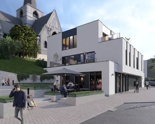 À VENDRE : Rez-de-chaussée commercial casco de 205 m² avec grande terrasse (42 m²) — Projet Casino, Huldenberg (Place Communale 23) Au cœur...