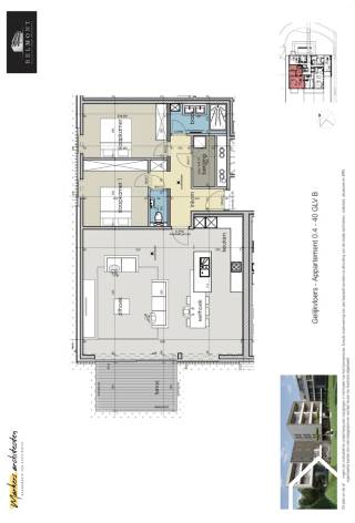 Het appartement is gelegen op gelijkvloers en werd op plan ingedeeld als volgt: Inkomhal met toegang tot 2 slaapkamers, ingerichte badkamer,...