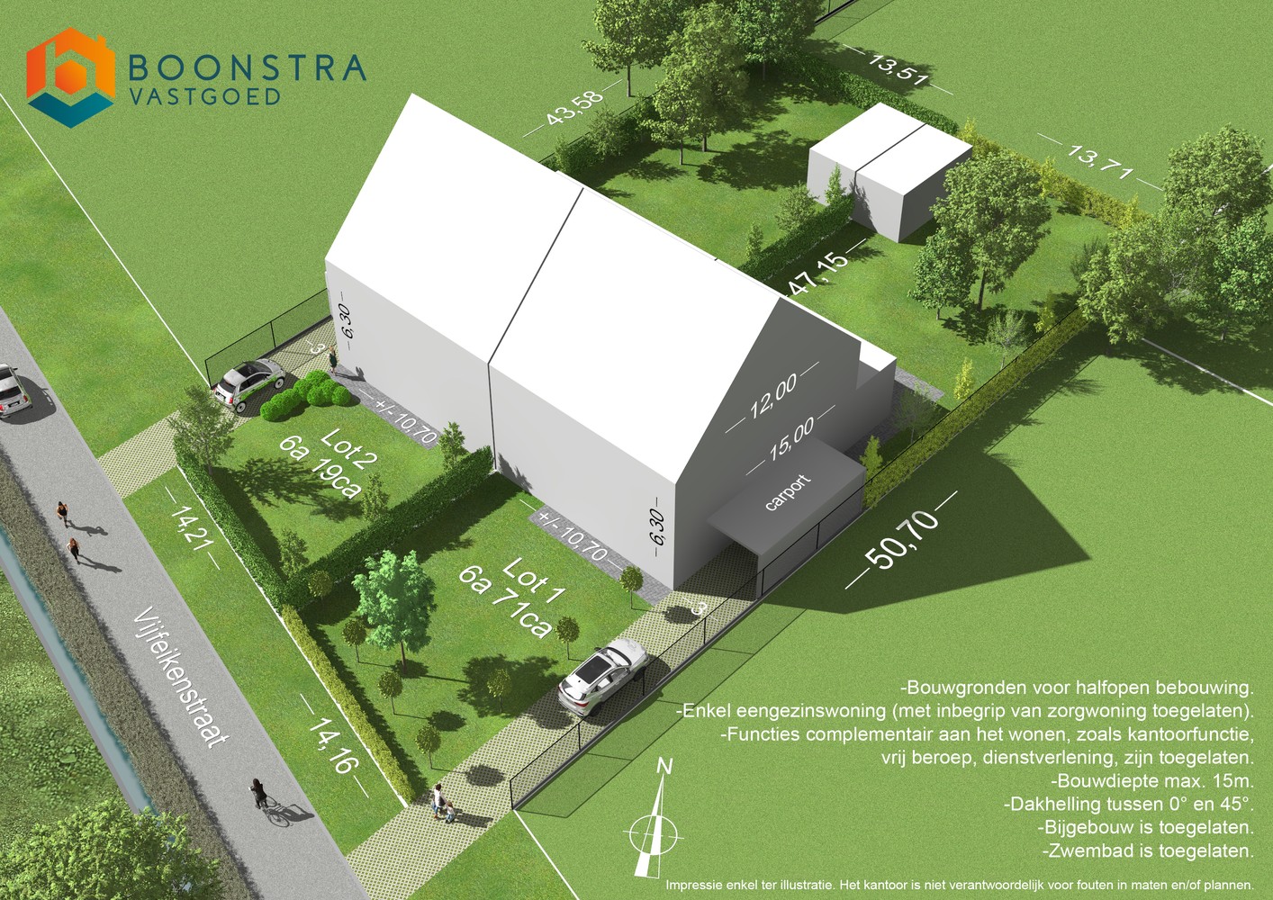 Bouwgrond van 671 m² voor halfopen bebouwing te Tildonk - foto 1