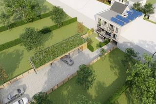 <p><strong> “Residentie Turneco” </strong></p>
<p>Gelijkvloersappartement met 2 slaapkamers (bruto oppervlakte 101m²) &amp; volledig omheinde, Zuidwest gerichte tuin (56,1m²), terras (13,8m²) &amp; private tuinberging</p>
<p><strong> INDELING</strong>: inkomhal met toilet, leefruimte met open keuken (51,7m²) , berging (3m²), 2 slaapkamers (14m² en 12,3m²), badkamer (4,2m²)</p>
<p><strong> POSITIEVE ASPECTEN</strong>:<br /><strong>Het verlaagde btw-tarief van 6% is van toepassing indien er aan de voorwaarden voldaan wordt </strong></p>
<p>Rustig gelegen, doch nabij verschillende faciliteiten zoals: treinstation (800m), centrum Turnhout (1500m)… en in vlotte verbinding met op- en afrit E34 (5 min. rijden)</p>
<p>Geplaatst met alle moderne technieken zoals: warmtepomp, zonnepanelen, vloerverwarming met actieve koeling, ventilatie C...</p>
<p>Carport(s) verplicht bij aan te kopen aan 18.150 EUR/ carport (excl. kosten)</p>
<p>Inclusief private tuinberging</p>
<p>Gemeenschappelijke fietsenstalling (3 per appartement)</p>
<p><strong> BIJZONDERHEDEN</strong>:</p>
<p>BEN-streefdoel: E-peil onder 20</p>
<p>Elk appartement dient aangekocht te worden met een carport</p>
<p>Onder toepassing van de Wet Breyne dus optimale bescherming voor de kopers</p>
<p>In de prijs zijn budgetten inbegrepen voor vloeren, tegels, badkamer en keuken</p>
<p>De opgegeven prijs is de prijs zonder kosten (21% BTW en 12% registratierechten). Deze opgegeven prijzen worden vermeerderd met de aktekosten, kosten basisakte, en de erelonen</p>
<p>De aansluitingskosten (water, elektriciteit..) zijn ten laste van de koper</p>
<p><strong> De beelden zijn impressies. Uit deze fotorealistische 3d-beelden kunnen geen rechten geput worden<br /><br />STEDENBOUWKUNDIGE INLICHTINGEN IN AANVRAAG<br /></strong></p>