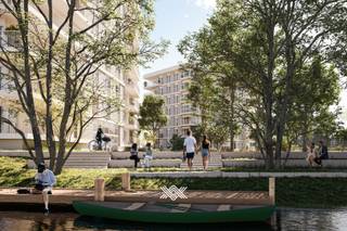 Dit tweeslaapkamer appartement van 96 m² op het vierde verdiep beschikt over een inkomhal met plaats voor een vestiairekast, een lichtrijke eet- en leefruimte, een open keuken, twee praktische bergruimtes, een afzonderlijk toilet, twee slaapkamers waarvan één met een ensuite badkamer voorzien van een enkele wastafel, een douche en een toilet en een tweede badkamer uitgerust met een douche. Daarnaast heeft het appartement ook een westelijk georiënteerd terras van 17 m².<br /><br />Het appartement is gelegen in Liv de Molens, een stadsinbreidingsproject langs de Leie, in het hart van de stad Deinze. De hoofdarchitect, Reiulf Ramstad, ontwierp met zijn doorwinterde ervaring vanuit zijn Noors architectenbureau een uitzonderlijk project met aandacht op zicht, licht en water een erg divers aanbod aan appartementen.<br /><br />Liv De Molens is een ‘vijf-minutenstad’, waar alles wat u nodig heeft, op slechts vijf minuten afstand ligt. De site van maar liefst 2,2 hectare is een dynamische mix van retail, horeca, diensten, sport, recreatie en wonen, met een groene corridor als verbindende factor. <br /><br />Verlaagd BTW-tarief van 6% mogelijk op de volledige constructiewaarde, nu ook voor investeerders mits min. 15 jaar verhuur.<br /><br />Benieuwd naar het volledige aanbod in dit nieuwbouwproject, op een historische locatie in Deinze? Maak dan snel uw afspraak via guillian@landbergh.be of 09 278 78 79