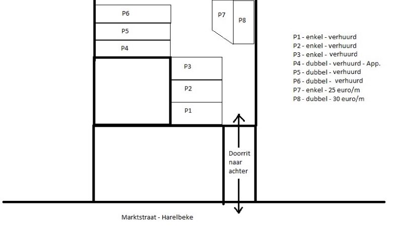 Dubbele, afgesloten met sectionale gemeenschappelijke poort, open lucht parkeerplaatsen - centrum Harelbeke - foto 1