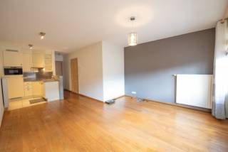 Knus, instapklaar appartement met inkom, wc, open keuken met toestellen, leefruimte met parketvloer en slaapkamer met badkamer en suite...