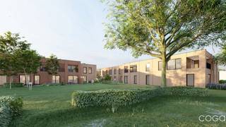 <p><em>Energiezuinige woningen en appartementen in groen binnengebied!</em></p>
<p><strong>Woonerf “De Dorpshoeve”</strong> wordt opgetrokken in het hart van Rijkevorsel, in een <strong>rustige groene omgeving maar toch centraal</strong> bij alle voorzieningen die het dorp te bieden heeft. Het woonerf omvat een diverse mix van achttien <span>energie-efficiënte en comfortabele wooneenheden</span> bestaande uit zeven woningen en elf appartementen <strong>rondom een groene zone</strong>; de autostaanplaatsen bevinden zicht ondergronds.</p>
<p><strong>Woning B1: ruime halfopen woning (165m² nuttig) met drie slaapkamers en bureel.</strong></p>
<p>Indeling als volgt:</p>
<p>* Gelijkvloers: inkomhal met gastentoilet, leefruimte (met schuifraam naar terras toe) <strong>open ingerichte keuken</strong> (samen circa 42,7m²), aansluitend berging (8,6m²) en <strong>bureel </strong>(7,2m²); trap vanuit leefruimte naar de verdieping;<br />* Verdieping: nachthal met apart toilet en kleine wasplaats, <strong>drie slaapkamers</strong> (21,4m² incl. <span>dresssingruimte</span>/11,7m²/8,3m²) en ingerichte badkamer.<br />* Buiten: noordoost gericht terras (10,65m²) en private tuin van ca. 57m². Voor de woning bevindt zich een grote <span>gemeenschappelijke, gezamenlijke (speel-)tuin voorzien van enkele bloemenweides</span>. </p>
<p>De <span>energiezuinige (<strong>maximaal E20</strong>) woning</span> wordt volledig en degelijk afgewerkt; onder meer vloerverwarming in combinatie met een <strong>eigen geothermische warmtepomp</strong> en <strong>zonnepanelen</strong> alsook balansventilatie worden standaard voorzien! Ruime inspraak in afwerking is mogelijk naargelang de fase van afwerking. Verplichte aankoop van één kelderberging (v.a. € 5.500,00 excl. k.) en minimum één kelderparking (v.a. € 18.000,00 excl. kosten).</p>
<p>Ideaal voor wie rustig wil wonen in het dorp, in de nabijheid van winkels en openbaar vervoer! Contacteer ons voor meer informatie of een vrijblijvende afspraak: info@coga.be - 03/636.47.47.47.</p>