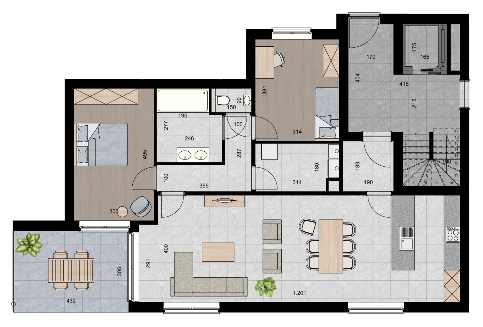 Ruim appartement (113 m²) met 2 slpk en overdekt terras. - foto 2