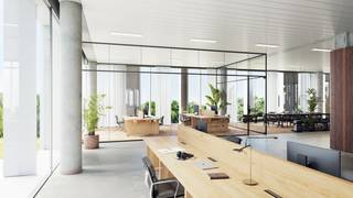 Magnifiquement situés, des bureaux nouvellement construits avec une surface de 1.383 m² à louer à seulement 250 m ( !!) de la sortie...