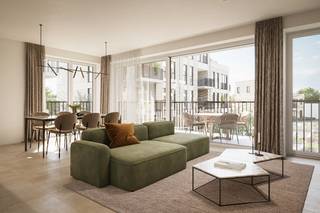 App. 1.2 – Gebouw 1: Dit nieuwbouwappartement op de eerste verdieping in hedendaagse stijl heeft 2 slaapkamers, een terras van +/- 10 m² en een oppervlakte van +/- 92 m². Dit lichtrijk appartement is gelegen op de voormalige site van de historische koffiebranderij Bruynooghe. Alle panden zijn uitgerust met een systeem van geothermie waarmee energie op een duurzame manier uit de bodem wordt gehaald. Elke woonunit beschikt over een eigen individuele warmtepomp voor de aansturing van de vloerverwarming en aanmaak van warm water. <br />Dit appartement is gelegen op de voormalige site van de historische koffiebranderij Bruynooghe, tussen de Minister Liebaertlaan en de Vlaanderenkaai. De Branderij is centraal gelegen en vlot bereikbaar via de R8, maar biedt een duurzame oase van recreatie en rust. Via de nieuwe wandel- en fietsas die door de auto-luwe enclave loopt, ben je in een oogwenk aan het charmante kanaal of de bruisende binnenstad, met alle voorzieningen binnen handbereik.<br /><br />Interesse of vragen? Meer info op matexi.be/debranderij of contacteer vrijblijvend onze sales consultants op 056 38 01 67.