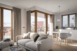 Dit tweeslaapkamer appartement van 78 m² op de tweede verdieping beschikt over een eet- en leefruimte, een open keuken met rechtstreekse toegang tot het westelijk georiënteerd terras (6 m²), twee slaapkamers, een afzonderlijk toilet, een praktische berging en een badkamer uitgerust met een dubbele wastafel en een inloopdouche.<br /><br />Ter Eke, gelegen in de dorpskern van Eke, bestaat uit 6 hedendaagse appartementen. Dankzij de centrale ligging geniet u van allerlei lokale voorzieningen zoals een supermarkt, bakker, apotheek… die gemakkelijk te voet of met de fiets bereikbaar zijn. Zowel het treinstation als de bushaltes zijn vlakbij, wat het openbaar vervoer zeer toegankelijk maakt. Ook met de wagen is de bereikbaarheid subliem met de N60 en E17 op een boogscheut verwijderd.<br /><br />Het appartement voldoet aan de strenge energienormen met een E-peil van E19 dankzij de voorziening van vier zonnepanelen, een individuele centrale verwarming met een lucht-waterwarmtepomp en vloerverwarming en een balansventilatie type D met warmterecuperatie. Hiermee geniet u van een future-proof en vooral energiezuinig appartement met als resultaat een lage energiefactuur.<br /><br />Op het gelijkvloers zijn er 9 parkings en een fietsenberging voorzien voor een optimaal comfort van alle bewoners en ondergronds bevinden zich tot slot 6 privatieve bergingen. Verlaagd BTW-tarief van 6% mogelijk.  