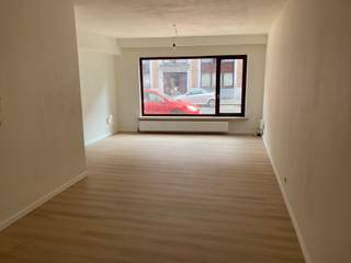 Volledig gerenoveerd en geschilderd gelijkvloers appartement. Open keuken, grote woonkamer, inkomhal + technische ruimte, badkamer met douche...