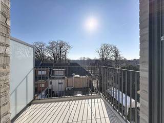 Nieuwbouw appartementen op de 2e en 3e verdieping.Indeling: woonkamer op parket, open keuken met alle toestellen, hal met kasten en aaansluiting...