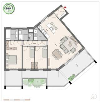 <p><strong>Schitterend penthouse van 121m² met 3 slaapkamers + een echt lééf-terras van 46m². Het appartement bevindt zich op de 4e verdieping en u deelt de hal slechts met 2 andere appartementen. U betreedt het appartement via de inkomhal met garderobe. De leefkeuken met kookeiland kijkt uit op de binnentuin. De leefruimte geeft via grote raampartijen uit op het riante terras van maar liefst 46m². De nachthal geeft toegang tot de hoofdslaapkamer en 2 logeerkamers. Als u geen nood heeft aan 3 slaapkamers, dan kan 1 kamer ook als een bureauhoek bij de woonkamer betrokken worden. Vervolgens zijn er nog 2 badkamers met elks een raam (of samengevoegd tot 1 riante badkamer), een apart toilet en berging. Vanop het terras heeft u een heerlijk vrij zicht en de ideale west oriëntatie. <br /><br /></strong>Rustig wonen, met uitzicht op een groen en autoluw park met waterpartij: Dat is <strong>TAMBOER</strong>, gelegen aan Kasteelloop, een binnengebied aan de rand van de stad, net binnen de ring. Het park vormt een groene schakel met een aangename fiets- en wandelroute tussen het Stadspark en het centrum. Uw wagen(s) kan u kwijt in de ondergrondse parkeergarage, en voor uw fietsen is er een grote, afgesloten fietsenstalling. Voor bezoekers komen er openbare parkeerplaatsen in de straat. <strong><br /></strong><br />Een nieuwbouwproject met kwaliteitsvolle materialen, een persoonlijke begeleiding en een afwerking naar wens. De appartementen zijn dankzij het<strong> A-label “bijna-energieneutraal” (BEN)</strong> en gericht op de toekomst. Tamboer is een ecologisch verantwoord, duurzaam en energiezuinig woonproject: Slimme ventilatietechnieken, uitstekende (akoestische) isolatie, energievriendelijke vloerverwarming, regenwater recuperatie, doordachte materiaalkeuze, groene gevels die zorgen voor verkoeling, ... U bent er dus van verzekerd dat uw appartement moeiteloos voldoet aan steeds maar strengere normen. Uw verbruik wordt zo laag mogelijk gehouden, en dat voelt u in uw portemonnee. <br /><br />Dit penthouse is een bijzonder ruimtelijk hoekappartement met een praktische indeling en <strong>veel lichtinval </strong>dankzij de grote raampartijen en de juiste oriëntatie. Het terras van 46m² is een<strong> echt "leefterras"</strong>, waar u heerlijk kan vertoeven met zicht op het <strong>omliggende groen</strong>.<br /><br />Uw wagen(s) kan u kwijt in de ondergrondse parkeergarage – een bewuste keuze om bovengronds meer ruimte te laten voor groen. Voor uw fiets(en) is een <strong>grote, afgesloten fietsenstalling</strong> voorzien en andere spullen bergt u probleemloos in uw private kelderberging.</p>
<p><strong>Wie is de projectontwikkelaar?</strong> DC Belgium is al decennia een toonaangevende ontwikkelaar in heel het land. Zij behoren tot de topvan de Belgische vastgoedontwikkelaars en staan voor betaalbare kwaliteit, een gevarieerd woonaanbod en veel aandacht voor groen. Deze jarenlange ervaring garandeert gemoedsrust: U bent verzekerd van een persoonlijke begeleiding doorheen het volledige aankoopproces en een afwerking tot in de puntjes, naar uw smaak en budget. <strong>Bovendien geniet u van een 100% voltooiingsgarantie dankzij de Wet Breyne. </strong></p>
