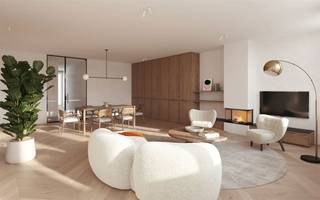 TREVI GENT : UNIQUE LIVING in the exclusive, small-scale KOOPHANDEL project : Totally renovated 2-bedroom apartment on the 2nd floor with a view of the Leie and a large terrace (13m²!), located in the heart of Ghent near Kouter, Opera, Veldstraat... Consisting of: Huge living room of 44m² with phenomenal views over the Leie and the old courthouse, an open, luxurious fully equipped kitchen, large storage room, hall with separate toilet, two large bedrooms, bathroom with shower and double sink. Finally, there is the lovely terrace at the back of 13m². The building has an elevator and there is also a spacious, private basement storage room included with the apartment.