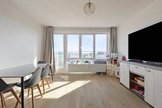 immo DAVID stelt voor: instapklare studio van 50 m²<br /><br />Deze schitterende studio van 50 m² is gelegen op de 7de verdieping en is bereikbaar met de lift. De studio verkeert in uitstekende staat en geniet dankzij de grote raampartijen van een aangename lichtinval, een ruimtelijk gevoel en een mooi open uitzicht.<br /><br />De woning beschikt over PVC-ramen met dubbele beglazing en heeft een **EPC-label B**, wat zorgt voor een goede energieprestatie. Daarnaast is de elektrische installatie conform. Dankzij de verzorgde staat is deze studio volledig instapklaar.<br /><br />De aangename leefruimte sluit rechtstreeks aan op de keuken, wat zorgt voor een praktische en open indeling. De afzonderlijke slaapkamer van 9 m² biedt de nodige rust en comfort. De moderne badkamer is uitgerust met een ligbad en een lavabo.<br /><br />Een ideale woonst voor wie op zoek is naar een comfortabele en energiezuinige studio met een praktische indeling en een uitstekende lichtinval.<br /><br /><br />Op het terras van 8 m² kunt u heerlijk genieten van de zon en de rustige omgeving.<br /><br />De ligging is bijzonder praktisch, met een vlotte verbinding naar de Ring en het centrum van Brussel. In de directe omgeving vindt u het UZ Jette, scholen, openbaar vervoer, winkels, het Laarbeekbos en diverse fietspaden.<br /><br />Een ideale woonplek voor wie op zoek is naar comfort, rust en groen, gecombineerd met een uitstekende bereikbaarheid en een energiezuinige woning.