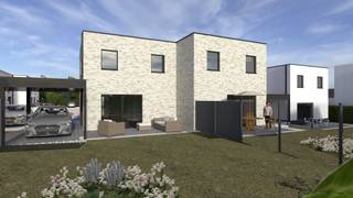 Moderne nog te bouwen woning op een perceel van 2are 11ca in een nieuwe verkaveling in zijstraat van de Grote Steenweg 59 te Zoutleeuw.<br />In totaal komen in deze verkaveling 12 nieuwbouwwoningen. Momenteel zijn er al 3 gebouwd en bewoond. Nu starten de werken van de volgende 3 woningen op de loten 2, 3 en 4.<br />De woning is een halfopen bebouwing en is als volgt ingedeeld. Op het gelijkvloers is er een inkomhal met trap naar verdieping, toilet, woonkamer opgedeeld in zithoek en eethoek, open ingerichte keuken, berging. Op de verdieping zijn er 3 slaapkamers waarvan 1 met dressingruimte, badkamer met ligbad, toilet, enkele lavabo en een berging. Naast de woning is er een carport. Terras en tuin zijn toegankelijk via een schuifraam in de woonkamer.<br />Vloer, keuken, badkamer en deuren zijn door architect en promotor gekozen en geïnstalleerd.<br />Deze woningen kunnen aangekocht worden aan 6% BTW (voor kopers die aan de voorwaarden voldoen).