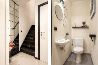 Deze hippe woning is erg tof gelegen in een gezellige, rustige wijk vlakbij het centrum van Berendrecht. U vindt scholen, winkels en openbaar vervoer allemaal in de nabije omgeving terug. Dit huis werd de afgelopen jaren netjes opgefrist waardoor het momenteel geniet van een toffe, tijdloze look. Daarnaast werden verschillende energetische verbeteringen uitgevoerd, waaronder een vernieuwd dak, een nieuwe cv-ketel en het plaatsen van 16 zonnepanelen. Dankzij deze investeringen beschikt de woning over een gunstig EPC-label A. U komt binnen via een aparte inkomhal op strakke gietvloer met ingemaakte kasten en een gastentoilet met handenwassertje. Van hieruit heeft u toegang tot de grote, lichte leefruimte met open keuken en aansluitend een praktische berging. De trap in de inkomhal leidt naar de bovenverdieping, waar zich 3 ruime slaapkamers en de recente badkamer met douche, toilet en dubbele wastafel met meubel en spiegelkast bevinden. Een wenteltrap leidt u vanuit de 2 slaapkamer naar de netjes afgewerkte zolder, dewelke prima kan dienen als 4e slaapkamer. Om deze verdieping optimaal te kunnen benutten, bestaat de mogelijkheid om een volwaardige vaste trap te voorzien. De huidige eigenaars troffen hiervoor reeds de nodige voorbereidende werken, waarbij een gedeelte van de betonnen vloer werd verwijderd. In de 2e slaapkamer zou dan een gedeelte van de kamer worden ingericht als halletje, terwijl er nog steeds voldoende ruimte overblijft voor een volwaardige slaapkamer. Het perceel heeft een totale oppervlakte van 182m². Het knusse tuintje is volledig omsloten en werd voorzien van kunstgras en een mooi, groot overdekt terras. U kan hier in alle beslotenheid van de buitenlucht genieten. Helemaal achteraan is de garage gelegen, te voet bereikbaar vanuit de tuin, met de auto via de inrit om het hoekje. 