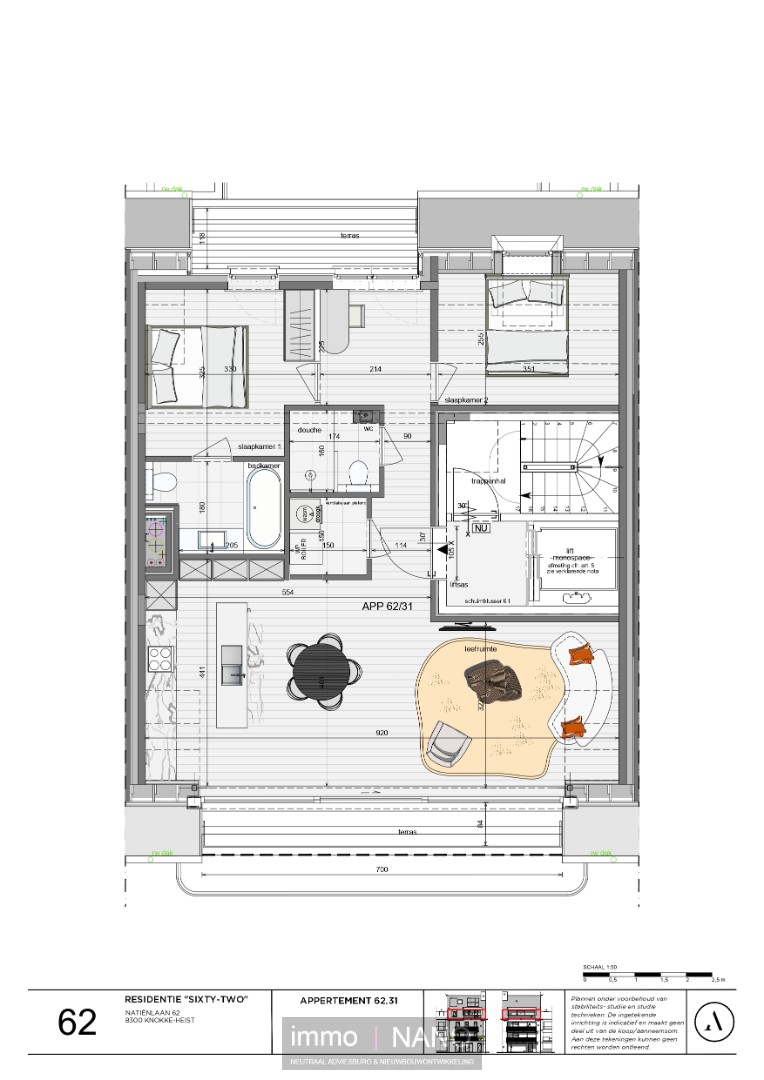 Residentie "62", een hedendaags en stijlvol nieuwbouwproject bestaande uit 3 prachtige appartementen met RUIME zonneterrassen en een handelsruimte/kantoor gelegen op wandelafstand van het CENTRUM van Knokke-Heist. - foto 5