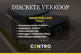 DISCRETE VERKOOP van een industriële site op toplocatie te TorhoutSPECIFICATIES: * Constructie: Betonnen constructie met overspanning van 20m *...