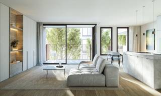 <p><strong>Hoogwaardig afgewerkte appartementen rond een betoverende stadstuin</strong><br />Een harmonieuze combinatie van stedelijke dynamiek en zalige rust. Het project bestaat uit 32 appartementen, verdeeld over drie gebouwen, wat zorgt voor een kleinschalige en geborgen sfeer.</p>
<p>De architectuur van Verhamme De Vel geeft het geheel een sterk karakter, geïnspireerd op de historische omgeving. Door de opdeling in woonvolumes op menselijke schaal krijgt het project een intieme uitstraling.</p>
<p>De tuin- en landschapsarchitectuur van Koen Aerts (Archi-verde) zorgt voor een gelaagd spel van groene haagranden en transparante boomkruinen: een prachtige, groene binnentuin — een zeldzame luxe in de stad.</p>
<p>Bovendien is het project uiterst duurzaam en toekomstbestendig, met een E-peil lager dan 20 en volledig fossielvrij.</p>
<p>Parking mogelijkheid en berging.</p>
<p>Aankoop onder 6% mogelijk alsook 100% vrijstelling onroerende voorheffing gedurende 5 jaar.</p>