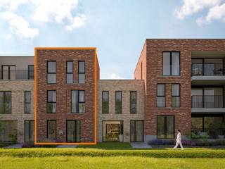 Deze gesloten bebouwing met een grondoppervlakte van 140m² combineert efficiënt ruimtegebruik met hedendaags wooncomfort. Op het gelijkvloers vind je een open leefruimte met keuken, een berging en een apart toilet. De eerste verdieping beschikt over drie slaapkamers, een ingerichte badkamer, een berging en een apart toilet. De tweede verdieping heeft een ruime slaapkamer met dressing, een berging en een tweede optionele badkamer. Geïnteresseerd? Neem contact op via 03 808 43 94 of info@matexi.be.<br />