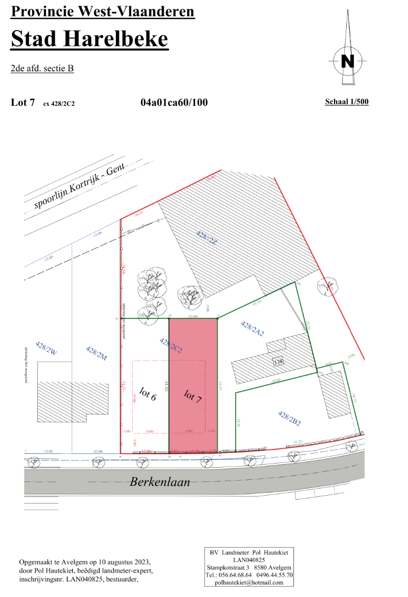 LOT 7: 401 m² BOUWGROND TE KOOP VOOR HOB in HARELBEKE (12 x 33.40) - foto 2