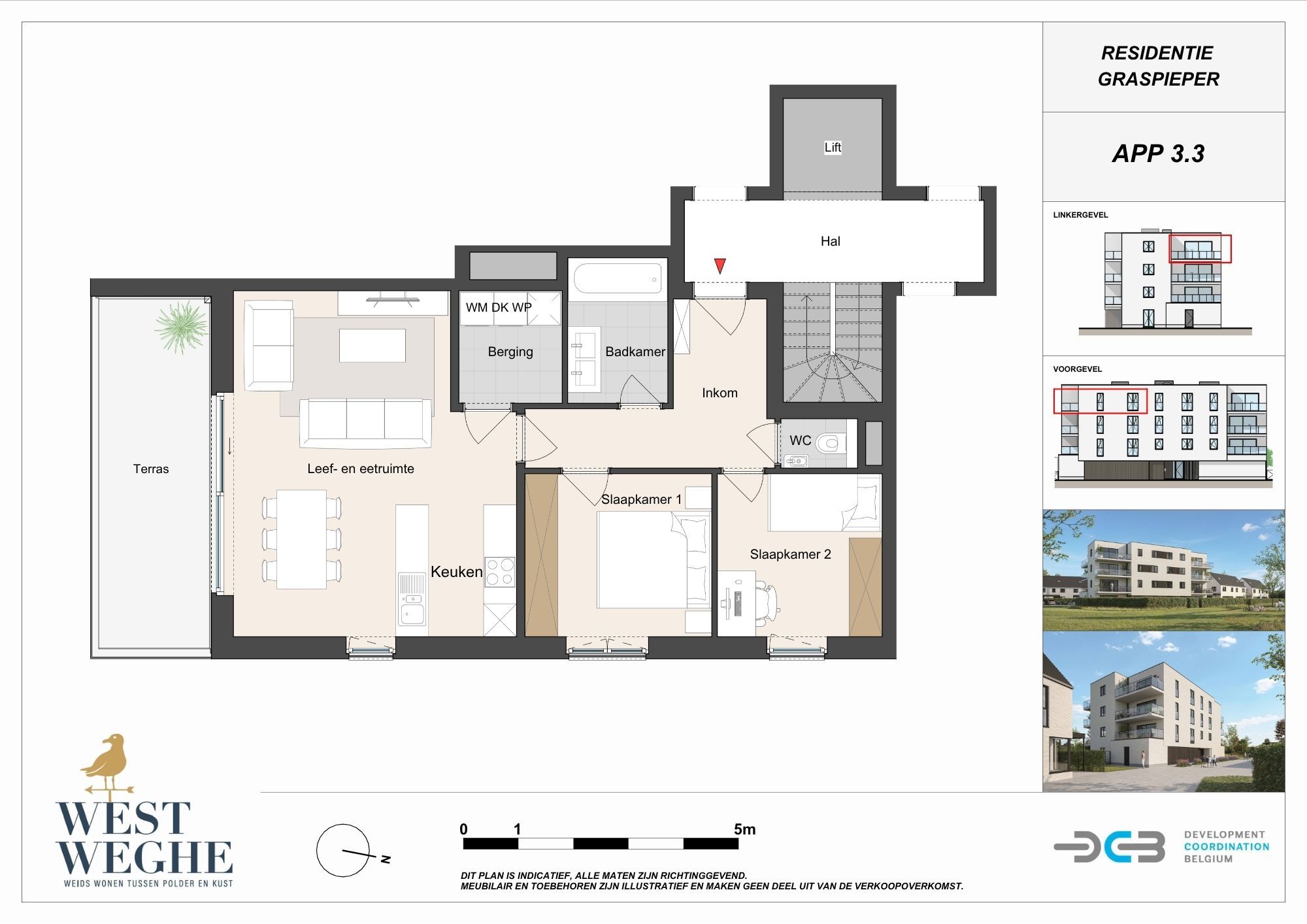 Nieuwbouw ruim tweeslaapkamer appartement op derde verdieping met BEN-label en zongericht terras in Leffinge - foto 5