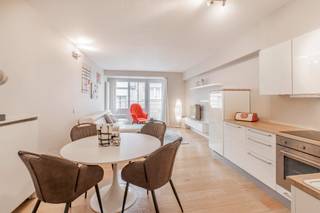 Instapklaar appartement op een uitstekende ligging tussen het Driehoeksplein en het Albertplein, op een boogscheut van de zee en de Kustlaan. Dankzij de centrale ligging en praktische indeling is dit appartement de ideale pied-à-terre in Knokke.<br /><br />Indeling: inkomhal met gastentoilet en vestiaire. Aangename leefruimte met een volledig ingerichte open keuken voorzien van alle comfort, aansluitend een eethoek en een gezellig salon. Praktische berging. De hoofdslaapkamer is voorzien van ingemaakte kasten en geeft uit op het terras aan de achterzijde. Tweede, kleinere binnenkamer. Douchekamer.<br /><br />Privatieve kelder en gemeenschappelijke fietsenberging in de residentie.