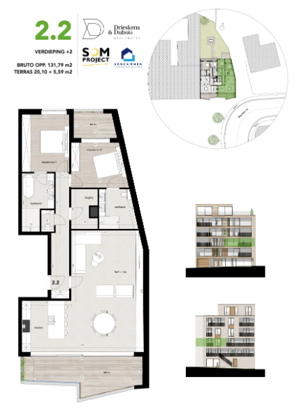 Residentie Belgiek - Appartement met 2 slaapkamers en 2 terrassen - foto 2