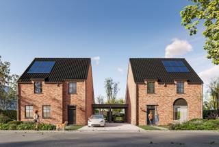 Nieuw te bouwen, alleenstaande woning in de Hoevedreef te Kuurne.<br /><br />Deze eigendom op een perceel van 980m² komt te koop. Een groot perceel in het centrum van Kuurne. Ik zeg zeker het centrum want de Hoevedreef is een rustige weg die op wandelafstand ligt van ‘Kuurne-Platse’.<br /><br />De woning bevat een ruime inkom met apart toilet en trap naar het verdiep. De leefruimte van 12 meter diep en verschillende raampartijen verwelkomt u in deze woning. Een open keuken met eiland een handige berging om de hoek (2,8m op 3,3 m).<br /><br />Het verdiep bevat 3 ruime slaapkamers, een apart toilet op de gang en erg ruime badkamer. Ligbad, douche en dubbele wastafel is voorzien.<br /><br />Een vaste trap brengt ons naar de zolder. Deze zal casco worden afgewerkt. Extra kamers, hobbyruimte, stockage is allemaal mogelijk. Verder is er op het zolder verdiep een ruimte berging voorzien en is er een dakraam in de open ruimte.<br /><br />PLUSPUNT:<br />+ 980 m² met centrumligging<br />+ nieuwbouw<br />+ Energiezuinig