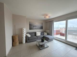 Charmant gemeubeld appartement met zonnig dakterras in Oostende.<br /><br />Op zoek naar een gezellig en praktisch appartement op een uitstekende ligging in Oostende? Dit aangename 1-slaapkamerappartement in de Rogierlaan combineert comfort met een bijzonder fijne buitenruimte.<br /><br />De absolute troef van dit appartement is het ruime, zonnige dakterras. Een heerlijke plek om in alle rust te genieten van een kop koffie, een aperitief of een zonnige dag. Een buitenruimte als deze is een echte meerwaarde in de stad!<br /><br />Het appartement beschikt over een afzonderlijke inkomhal, een gezellige leefruimte en een aparte keuken. De slaapkamer biedt een aangename en rustige ruimte om te ontspannen.<br /><br />De badkamer sluit aan op de slaapkamer en is uitgerust met een douchecabine, toilet en wastafel.<br /><br />Ook de ligging is bijzonder interessant. Je bevindt je op wandelafstand van tal van voorzieningen: openbaar vervoer, horecazaken, supermarkten, bakker, slager, apotheek en diverse andere winkels en diensten. Bovendien ben je dankzij de centrale ligging snel op weg naar de rest van Oostende.<br /><br />Een gezellig appartement met een unieke buitenruimte, ideaal voor wie comfortabel wil wonen op een centrale locatie in Oostende.<br /><br />Interesse? Aarzel niet en plan uw bezoek in via marie@immofrancois.be!<br /><br />