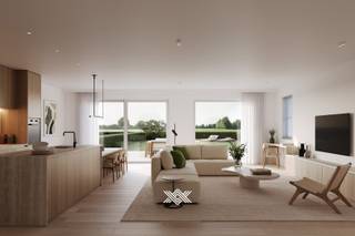 Deze woning van 209 m² is op het gelijkvloers verdiep ingedeeld als volgt: een inkomhal met gastentoilet en plaats voor een vestiairekast, een eet- en leefruimte met open keuken en een directe toegang via een schuifraam naar het terras met aansluitend de tuin, een praktische berging en een inpandige garage. Op de eerste verdieping zijn er 3 slaapkamers, een badkamer met douche, ligbad en dubbele lavabo en een afzonderlijk toilet. De vierde slaapkamer bevindt zich op het tweede verdiep, samen met een zolderruimte. <br /><br />Deze woning maakt deel uit van het project Hof van Leerne. Dit project bestaat uit 11 ruime, comfortabele nieuwbouwwoningen langs de Leernsesteenweg in Bachte-Maria-Leerne. Er is een mix van koppel- en schakelwoningen. De woningen voldoen aan de strenge energetische normen en onderscheiden zich onder meer door hun duurzaam karakter, vrij van fossiele brandstoffen. Daarnaast voorziet men de combinatie van vloerverwarming met individuele warmtepompen (lucht-water), fotovoltaïsche panelen en een sterke akoestische en thermische isolatie. Bovendien worden de woningen uitgerust met een ventilatiesysteem type D met maximale warmterecuperatie en een warmwaterboiler verbonden met de warmtepomp.<br /><br />Benieuwd? guillian@landbergh.be of 09 278 78 79.