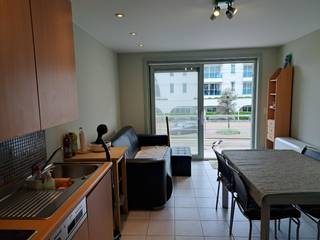 Appartement partiellement meublé avec orientation Sud dans le centre de Koksijde-Bad comprenant : hall d'entrée, un séjour très ensoleillé avec grande terrasse, cuisine équipée, débarras, WC séparé, salle de bain avec douche et simple lavabo, 2 chambres dont 1 aménagée en dressing. À seulement 50 mètres du front de mer ! Frais de syndic compris!