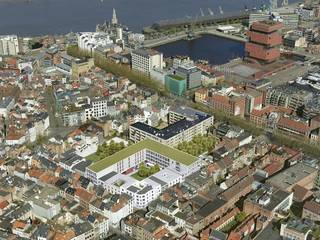 <p>Handelsruimte in Nieuwbouwproject Falconhoven, gelegen aan de Oude Leeuwenrui, een levendige buurt in de nabijheid van ’t Eilandje en het historische stadscentrum. <br /><br /><span></span></p>
<p>De handelsruimten in Falconhoven worden casco -gesloten ruwbouw- geleverd. De glasgevel en inkomdeur zijn hierbij inbegrepen, alsmede de mezzaninevloer en trap. De inrichtingswerken en nutsaansluitingen dienen door de koper gerealiseerd te worden.<br /><br /> De units zijn onderling combineerbaar zodat een oppervlakte op maat geleverd kan worden. De handelsruimten hebben een uitzonderlijke vrije hoogte van ca 5,40 meter. Over de helft van de oppervlakte is daarom een mezzanine verdieping voorzien toegankelijk via een vaste trap. De glasgevel is doorgetrokken over de volledige hoogte van de gevel waarmee een bijzondere lichtinval en uitstraling naar buiten gecreëerd wordt.</p>
<p>De reeds aanwezige mix van winkels, gezellige restaurants, koffiebars, gevestigde modehuizen, musea en pop-up stores maakt dit een uitstekende ligging voor de vestiging van nieuwe handelszaken door de gegarandeerde passage van zowel toeristen als het steeds groeiende bewonersaantal van dit stadsdeel.<br /><span></span></p>
<p>Het Londense architectenbureau Caruso St John Architects stak de handen in elkaar voor dit elegante L-vormige gebouw omringt door een oase van groen.</p>
<p>Parkingfaciliteit alsook ruime fietsenbergingen zijn voorzien.</p>