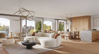 This apartment is part of the new construction project 'De Kaai' in Veurne.<br /><br />The view of the Veurne marina, the modern architecture, and the 1700 m² communal courtyard are the strengths of this residence. This outdoor space has been landscaped with greenery and colorful plants, as well as a garden pavilion with an outdoor kitchen.<br /><br />The apartments are equipped with energy-efficient systems for heating, hot water, and ventilation that comply with EPB standards and ensure a low E-level. In addition, thanks to a geothermal heat pump and underfloor heating, you can enjoy environmentally friendly, even, and comfortable warmth with lower energy costs.<br /><br />The apartment is located on the first floor.<br /><br />Possibility to purchase a parking space, enclosed garage, and/or cellar storage in the underground complex.<br /><br />Apartment: 89.4 m²<br />Terrace: 12.7 m²