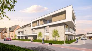 APPARTEMENT 0.3 (Gelijkvloers)- Opp. app.: 96 m²- Terras 18 m²- Tuin: 24 m²INDELING:Gemeenschappelijke trappenhal met lift en trap.Inkomhal, toilet,...