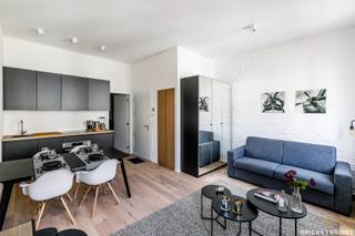 Gezellig gemeubeld appartement op de 3e verdieping van een totaal gerenoveerd gebouw.<br />Ruime zithoek op parketvloer. Open keuken voorzien van koelkast, keramische kookplaat, combi-oven en vaatwasser.<br />Ingebouwde berging met wasmachine en droogkast. Achteraan slaapkamer eveneens op parketvloer. En-suite open moderne badkamer ingericht met ruime inloopdouche, dubbele lavabo en toilet.<br /><br />Instapklaar. Gunstige EPC score. Dit appartement is vlakbij winkels, openbaar vervoer en op wandelafstand van het trendy Zuid. <br />Onkosten omvatten het poetsen van de gang en provisie op verwarming. <br /><br />Dit appartement is beschikbaar vanaf 01/04/2026.